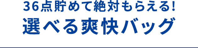 36点貯めて絶対もらえる！選べる爽快バッグ